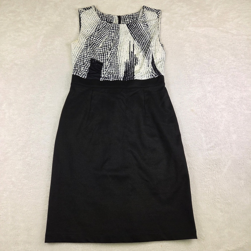 Julio Womens Black White Geometric Print Sleeveless Sheath Dress Size 6